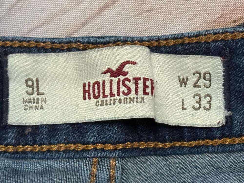 Hollister Skinny Jeans 9L W29 L33 Blue Denim Distressed Knee
